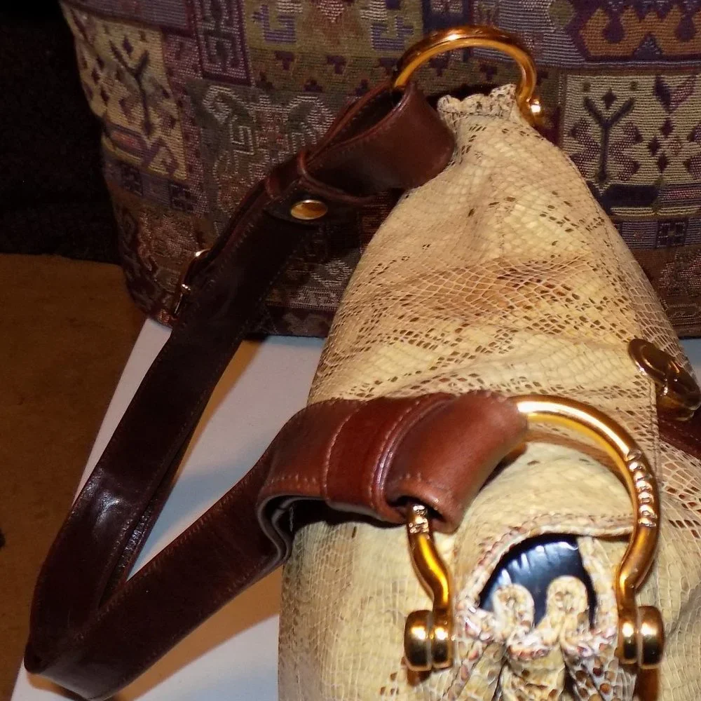 Marino Orlandi bucket bag snake embossed leather Italy - Picture 16 of 16